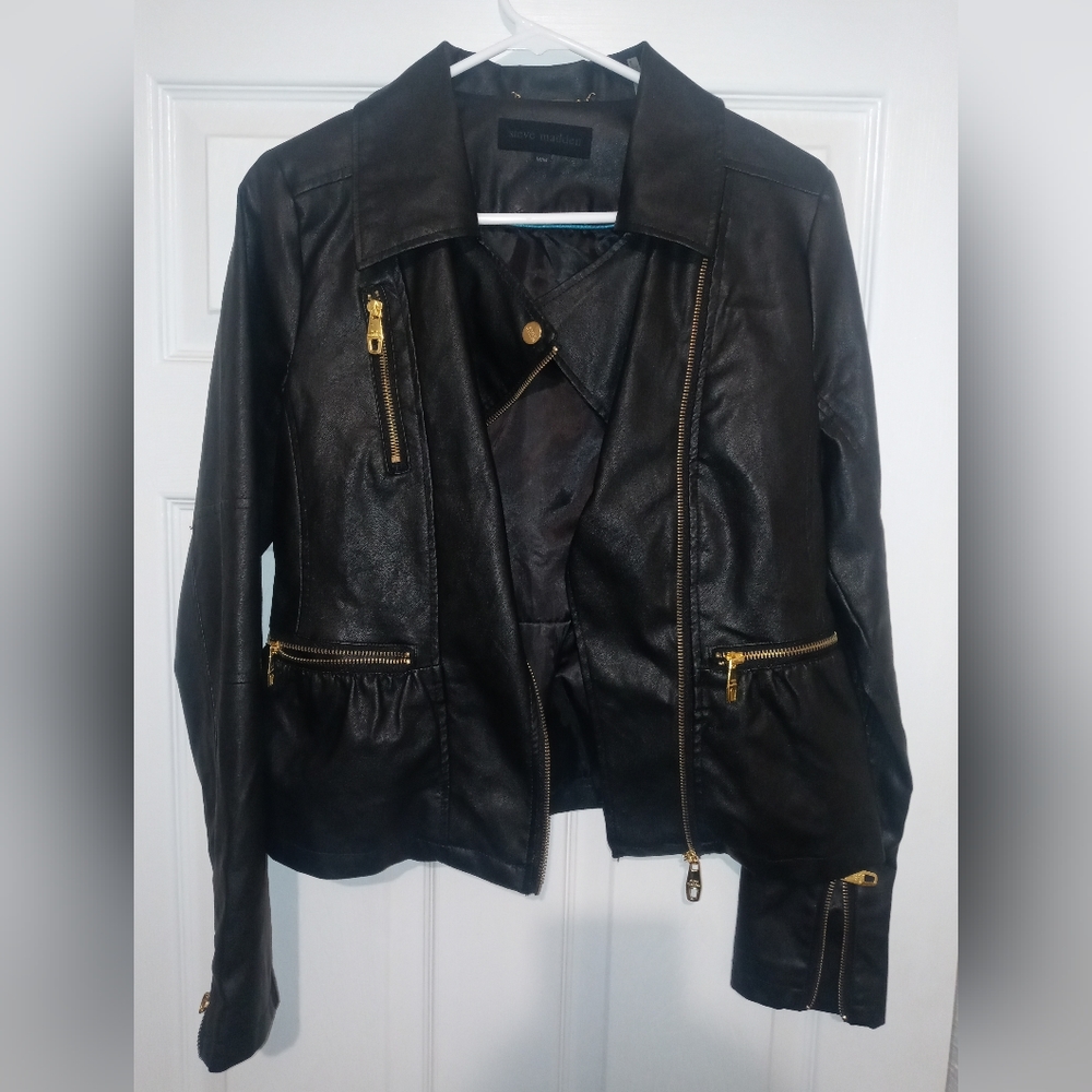 Steve Madden leather jacket with metal details